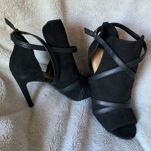 Christian Sirano Black Suede Heels